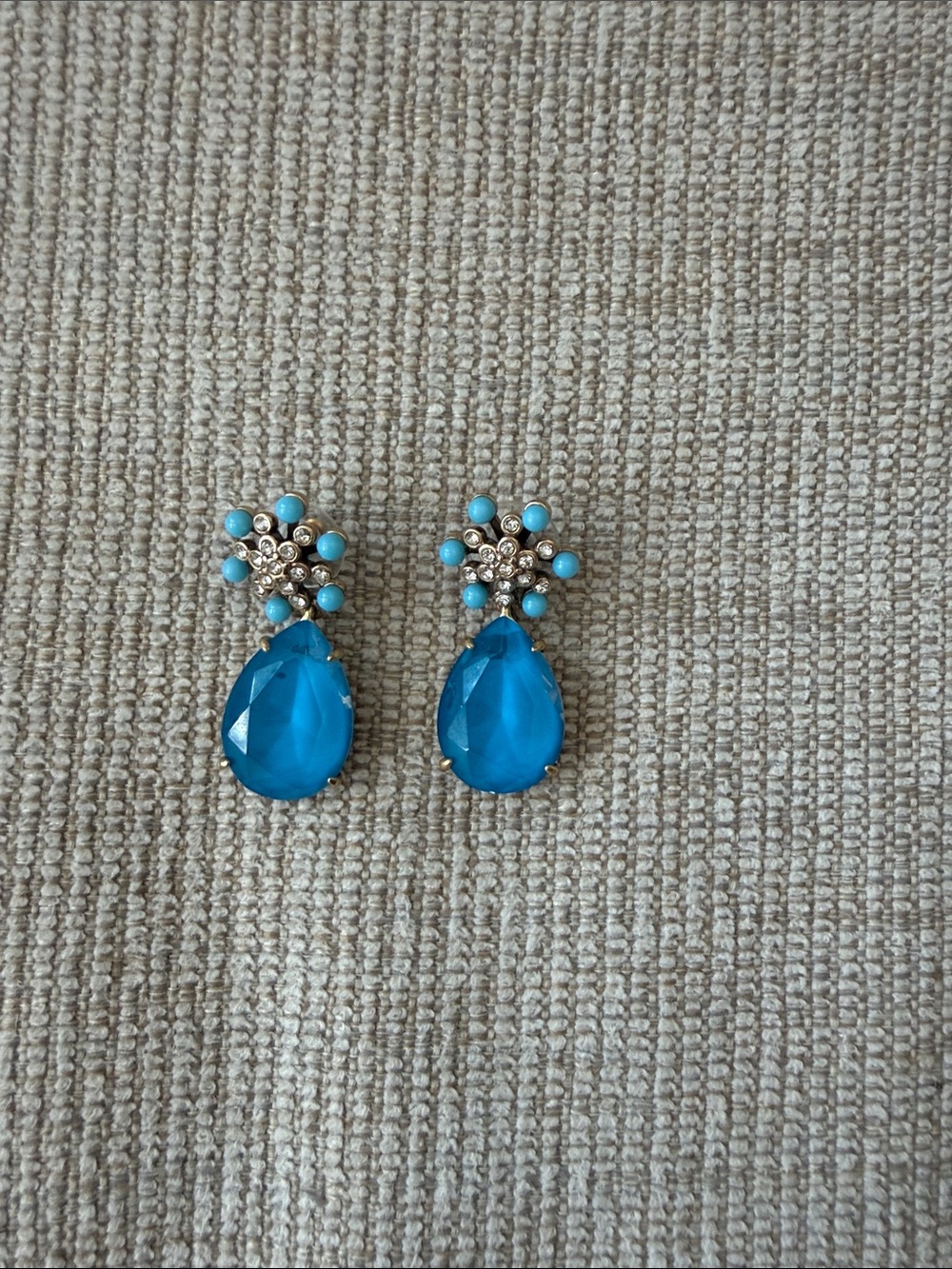 J. Crew Turquoise Blue Teardrop Crystal Earrings